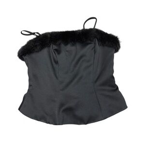 Vintage Watters and Watters Black Fur Trim Corset Top – Size 2